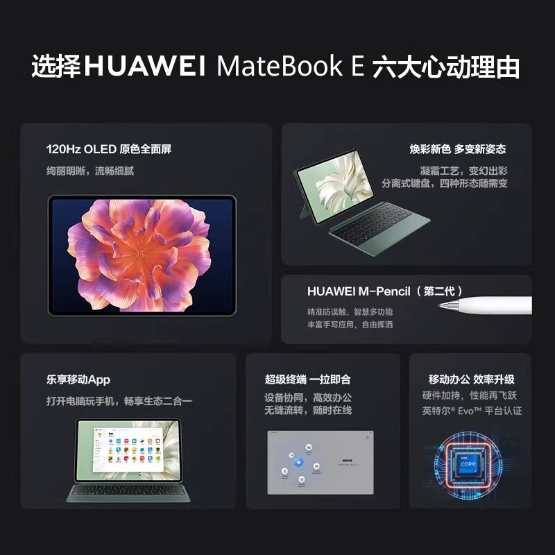 华为笔记本电脑MateBook E 二合一  商务游戏学生